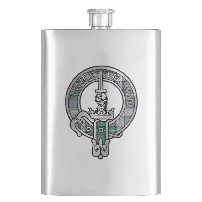 Cantil Clan MacDowall Crest & Tartan Flask (Frente)