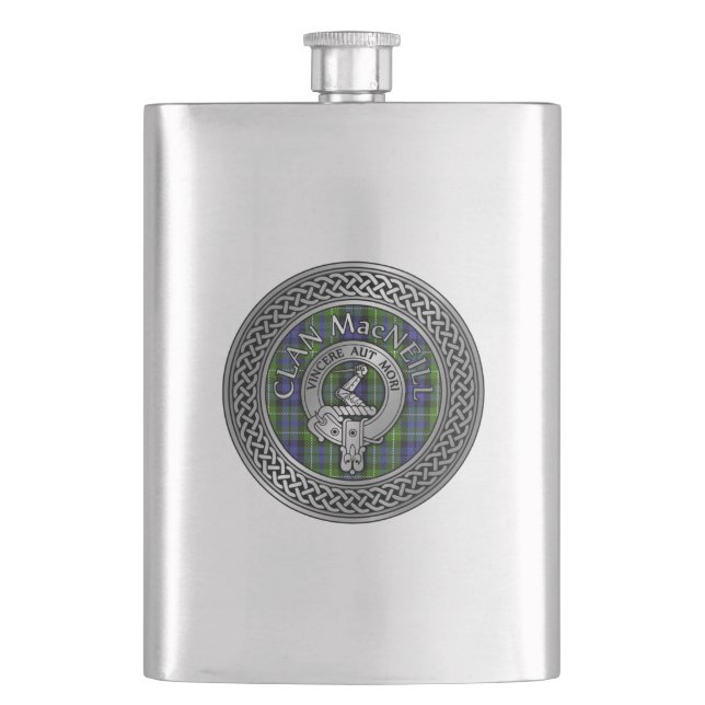 Cantil Clan MacNeill da Gigha Crest & Tartan Flask (Frente)