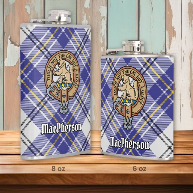 Cantil Clan MacPherson Crest sobre Blue Dress Tartan (Criador carregado)