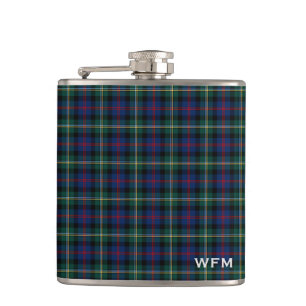 Cantil Clan Malcolm Tartan Dark Blue e Green Monogramas