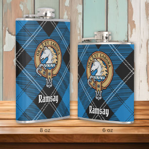 Cantil Clan Ramsay Crest sobre Blue Hunting Tartan