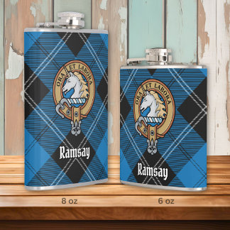 Cantil Clan Ramsay Crest sobre Blue Hunting Tartan