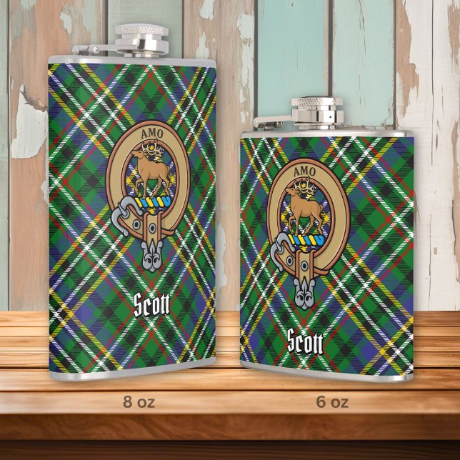 Cantil Clan Scott Crest sobre Green Tartan (Criador carregado)