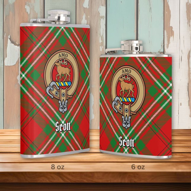 Cantil Clan Scott Crest sobre Red Tartan (Criador carregado)