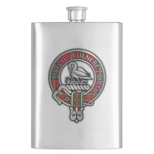 Cantil Clan Stewart Stuart Crest & Tartan Flask