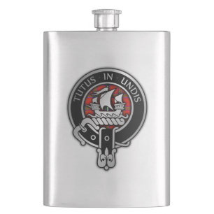 Cantil Clan Wood Crest & Dress Tartan Flask