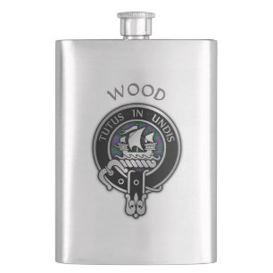 Cantil Clan Wood Crest & Tartan Flask