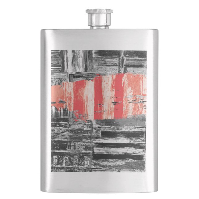 Cantil Classic Flask – Red Pulse Abstract Design (Frente)