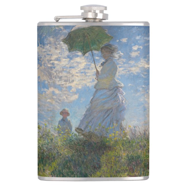 Cantil Claude Monet Mulher com um Guarda-Sol Arte Fino (Frente)