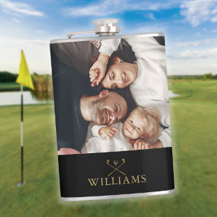 Cantil Clubes de Golfe Preto e Dourado com Foto Personali
