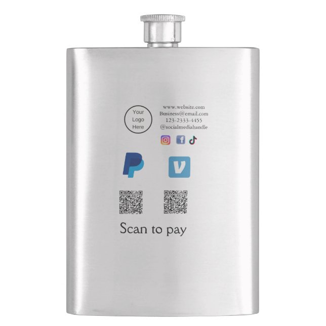 Cantil Código QR Pague com PayPal Venmo escaneie adicione (Frente)