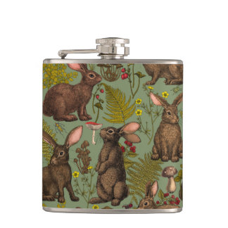 Cantil Coelhos e flora florestal Flask
