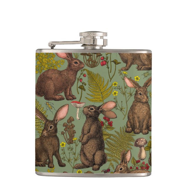 Cantil Coelhos e flora florestal Flask (Frente)