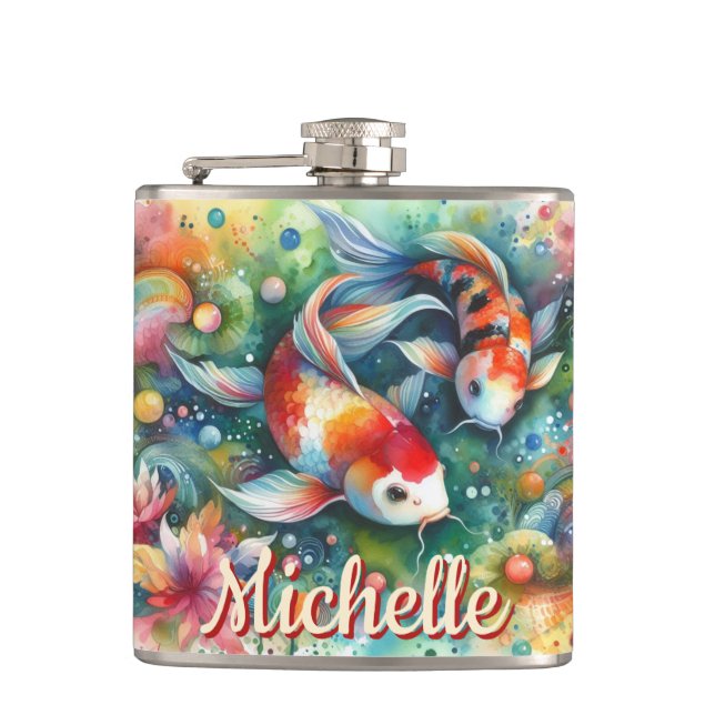 Cantil Coi Fish Whimsical Watercolor Personalizado (Frente)