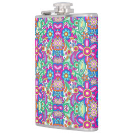 Cantil Colorful flask with vibrant, symmetrical floral 