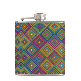 Cantil Colorful hip flask with a geometric diamond patter