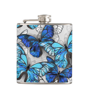 Cantil Composição de Borboletas Brancas e Azuis