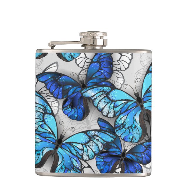 Cantil Composição de Borboletas Brancas e Azuis (Frente)