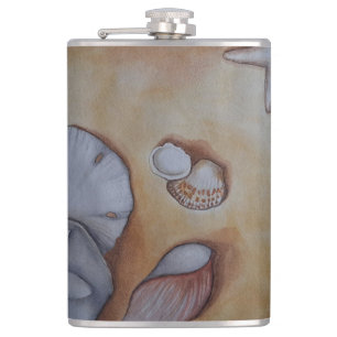 Cantil Conchas na Pintura de Aquarela de Seashore