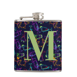 Cantil Coquetéis Neon em Monograma Preto Personalize Bebi
