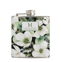 Cor d'água elegante preto e branco floral