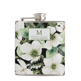 Cantil Cor d'água elegante preto e branco floral