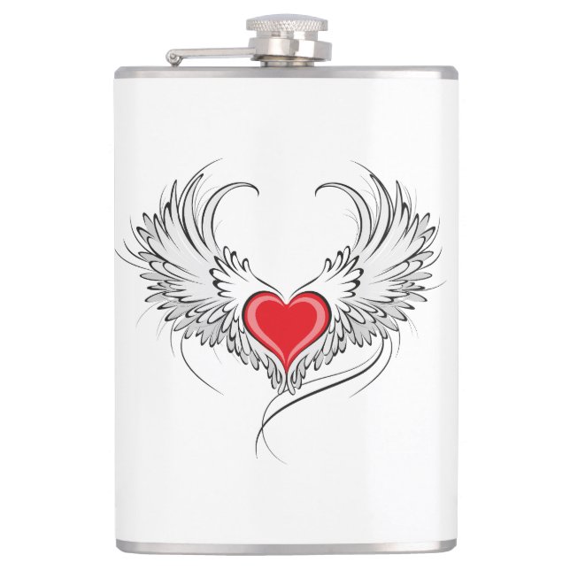 Cantil Coração Anjo Vermelho com asas (Frente)