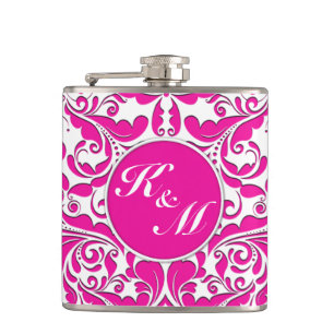 Cantil Coração Cor-de-Rosa Magenta e Damasco Branco