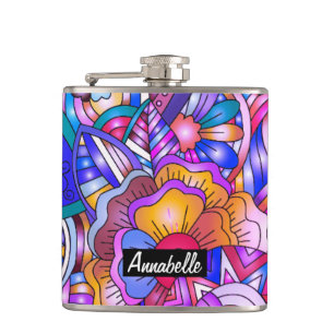 Cantil Corações e Flores Coloridos Abstrato Personalizado