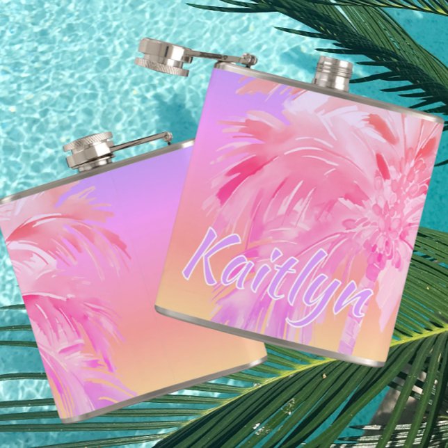 Cantil Cores Tropicais Aloha Palmeira Personalizada (It’s always 5:00 somewhere!)