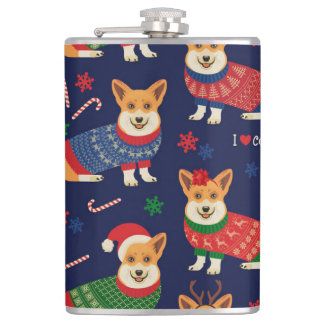 Cantil Corgis de Natal: Ilustração Vintage Festiva.