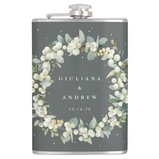 Cantil Coroa de Casamento Personalizada com Snowberry & E (Frente)