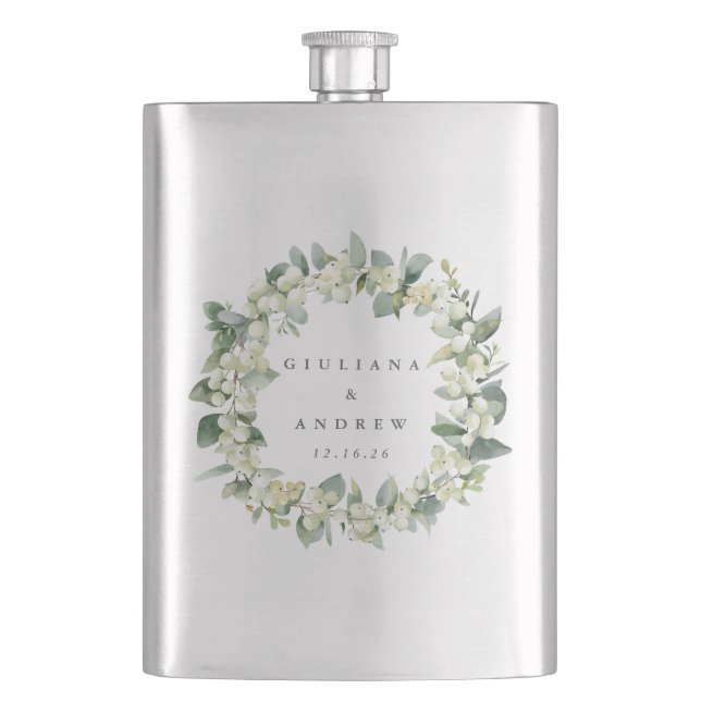 Cantil Coroa de Snowberry & Eucalipto Casamento Personali (Frente)