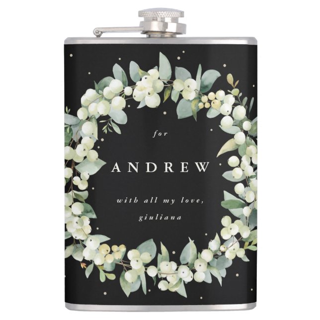 Cantil Coroa de Snowberry & Eucalipto Casamento Personali (Frente)