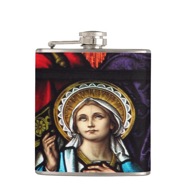 Cantil Coronagem da Bênção Virgem Maria Vidro Apanhado (Frente)
