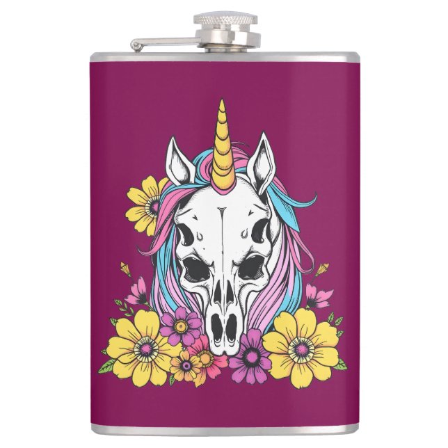 Cantil Crânio de Unicórnio Flores Pastel Goth Soft Grunge (Frente)