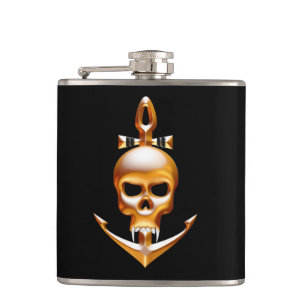 Cantil Crânio Dourado do vampiro e da âncora
