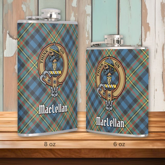 Cantil Crista do Clã MacLellan sobre Tartan Antigo (Criador carregado)