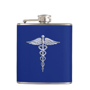 Cantil Cromo Como Caduceus Símbolo Médico Marinho Azul 