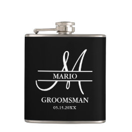 Cantil Custom Groomsman Best Man Wedding Monogram Black 