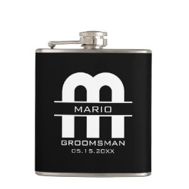 Cantil Custom Groomsman Best Man Wedding Monogram Black 