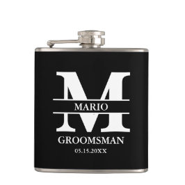 Cantil Custom Groomsman Best Man Wedding Monogram Black 