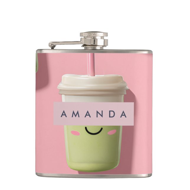 Cantil Cute Kawaii Pastel Smoothie Matcha Personalizado (Frente)