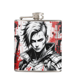 Cantil Cyberpunk Warrior Grafite Flask - Vermelho, Preto