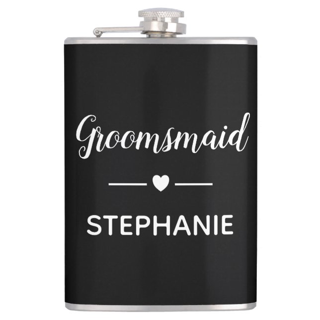 Cantil Dama de honra personalizada Branco em Preto Casame (Frente)