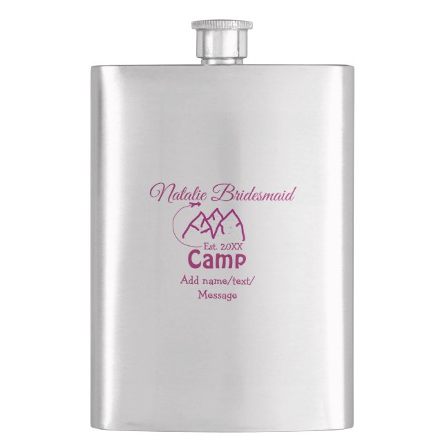 Cantil Damas de honra do acampamento rosa adicionar nome  (Frente)