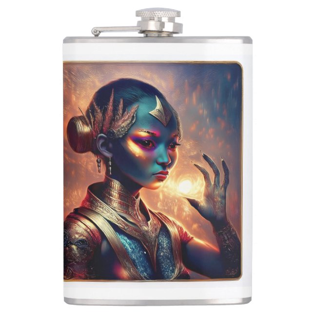 Cantil Dark Alien Princess Poses With Fiery Background (Frente)