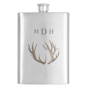 Cantil Deer Antlers Monogramed Flask For Him