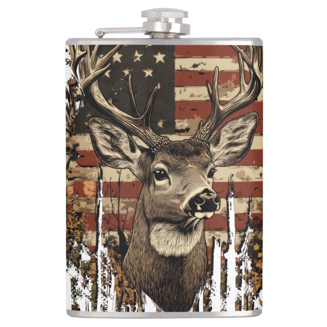 Cantil Deer, Buck Season USA Flag (Frente)