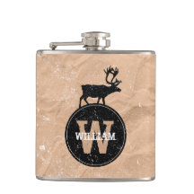 Deer Monogramas - Papel castanho-marrom, russo, af